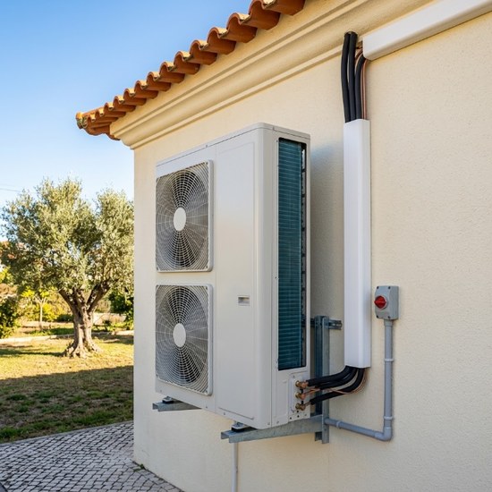 Unidade exterior de multi-split na varanda de um apartamento — Grande Lisboa