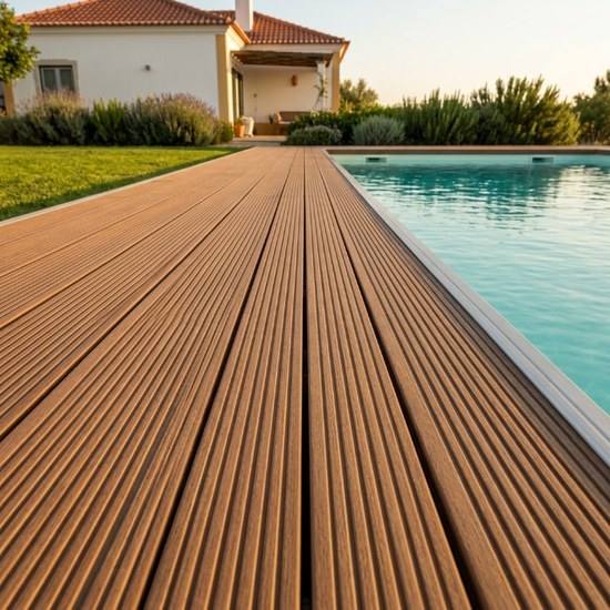 Deck em compósito num terraço junto à piscina — Grande Lisboa